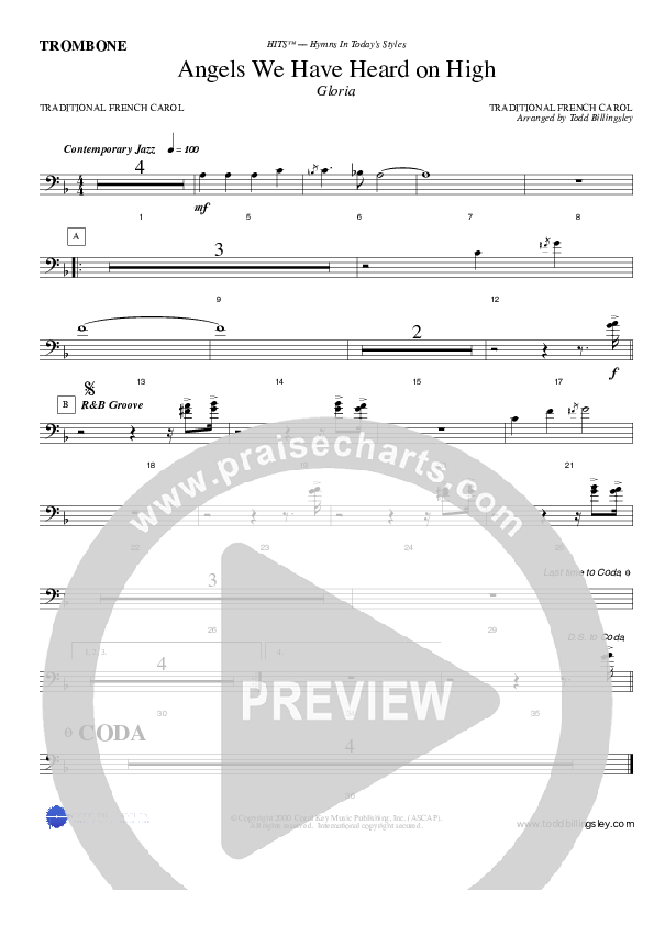 Angels We Have Heard on High Trombone (Todd Billingsley)