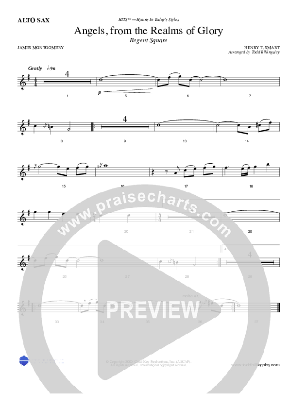 Angels From The Realms Of Glory Alto Sax (Todd Billingsley)