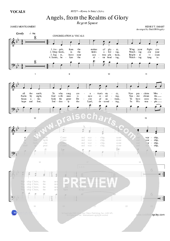 Angels From The Realms Of Glory Choir Sheet (Todd Billingsley)