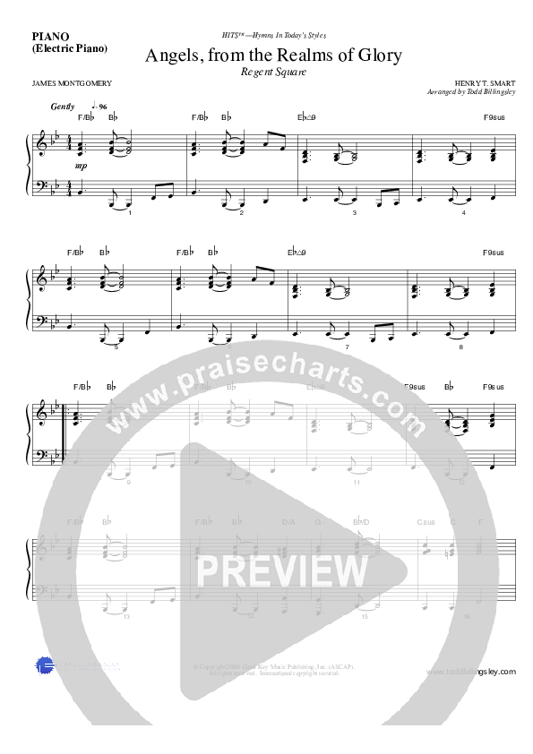 Angels From The Realms Of Glory Piano Sheet (Todd Billingsley)