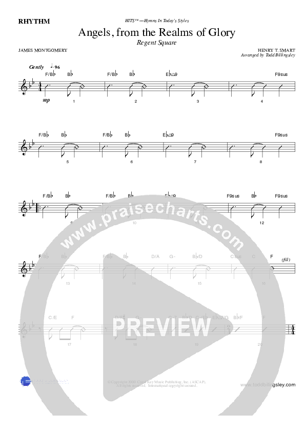 Angels From The Realms Of Glory Rhythm Chart (Todd Billingsley)