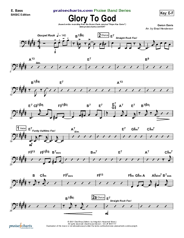 Glory To God Bass Guitar (Geron Davis / Bradley Knight)