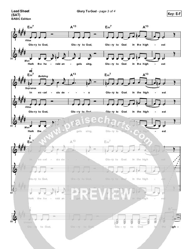Glory To God Lead Sheet (Geron Davis / Bradley Knight)