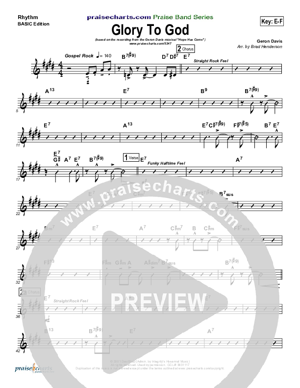 Glory To God Rhythm Chart (Geron Davis / Bradley Knight)