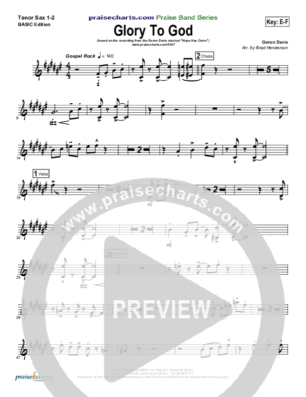 Glory To God Tenor Sax 1/2 (Geron Davis / Bradley Knight)