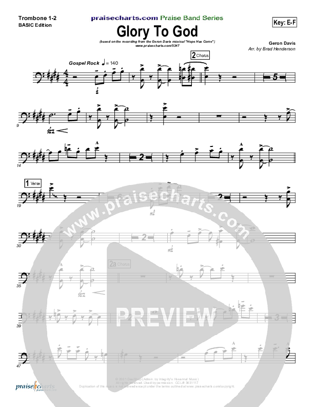 Glory To God Trombone 1/2 (Geron Davis / Bradley Knight)