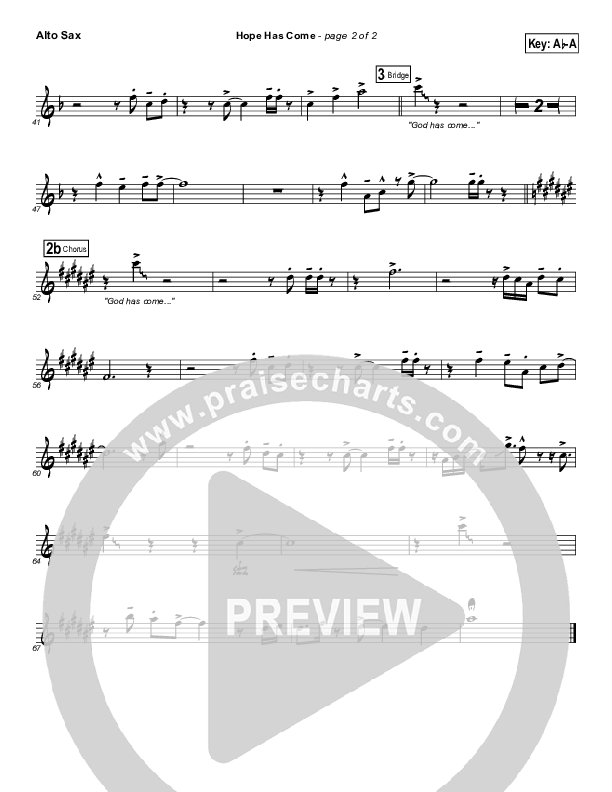 Hope Has Come Alto Sax (Geron Davis / Bradley Knight)