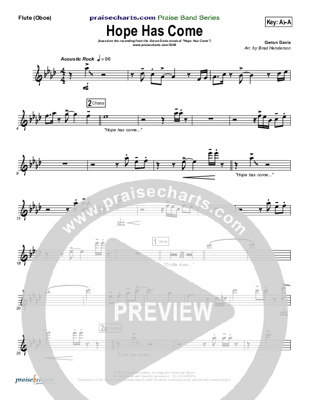 Hope Has Come Flute/Oboe (Geron Davis / Bradley Knight)