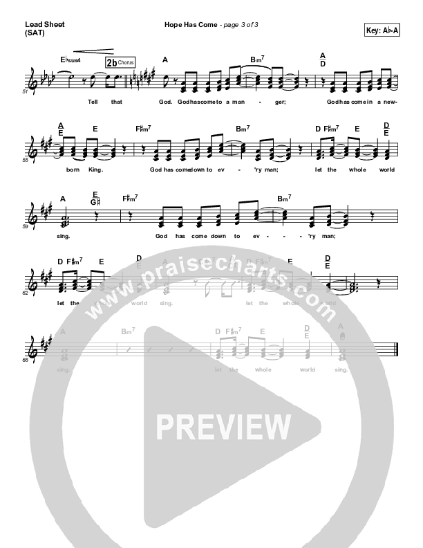 Hope Has Come Lead Sheet (Geron Davis / Bradley Knight)