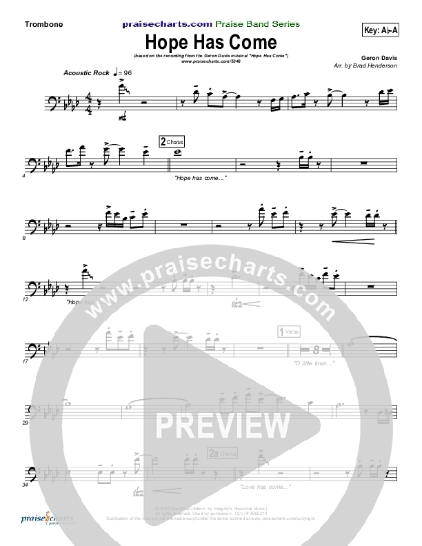 Hope Has Come Trombone (Geron Davis / Bradley Knight)