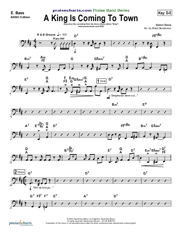 A King Is Coming To Town Bass Guitar (Geron Davis)