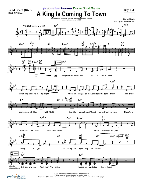 A King Is Coming To Town Praise Band (Geron Davis)