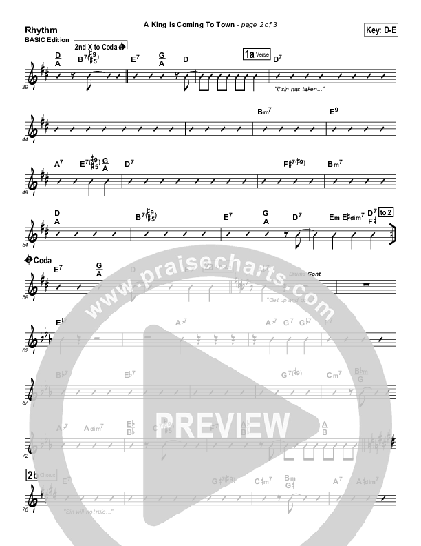 A King Is Coming To Town Rhythm Chart (Geron Davis)