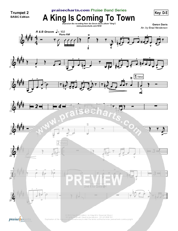 A King Is Coming To Town Trumpet 2 (Geron Davis)