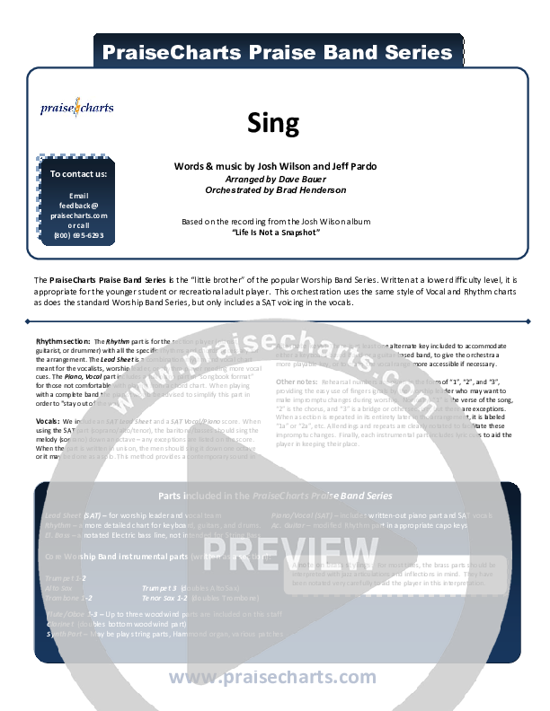 Sing Cover Sheet (Josh Wilson)