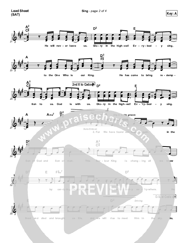 Sing Lead Sheet (SAT) (Josh Wilson)