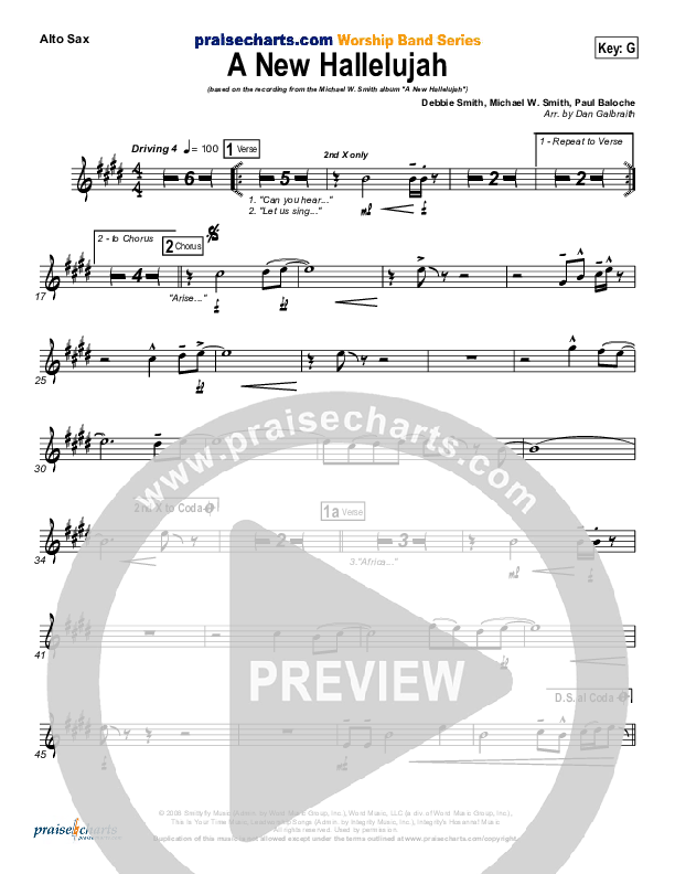 A New Hallelujah (Radio) Alto Sax (Michael W. Smith)