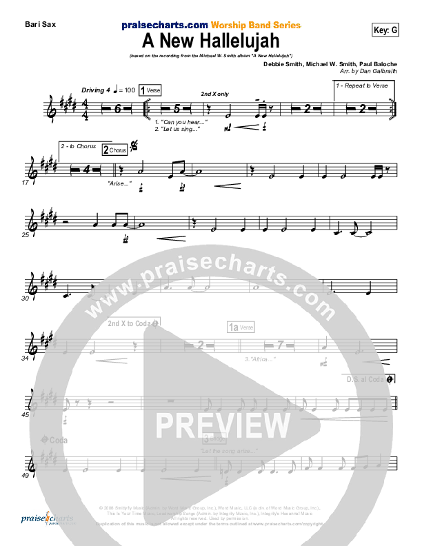 A New Hallelujah (Radio) Bari Sax (Michael W. Smith)