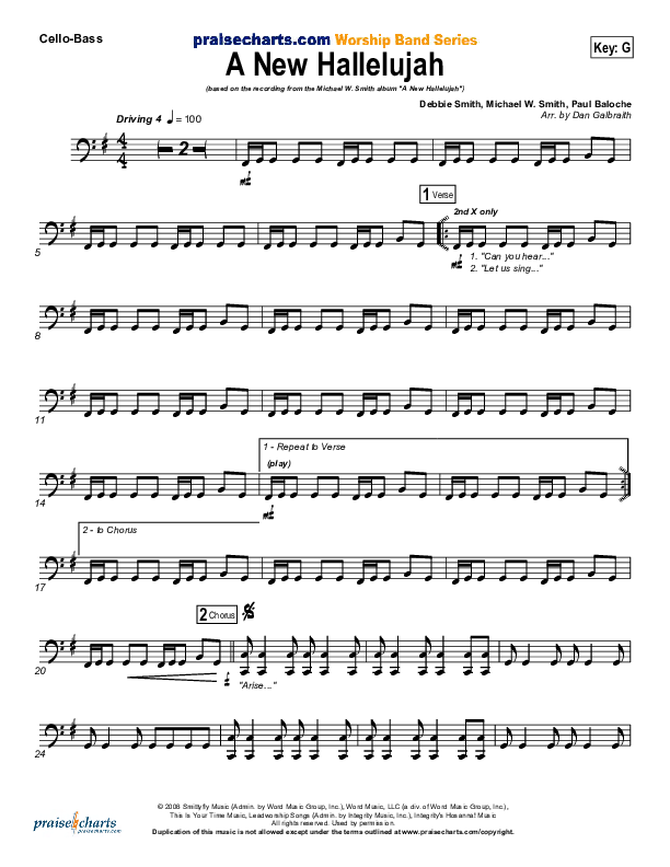 A New Hallelujah (Radio) Cello/Bass (Michael W. Smith)