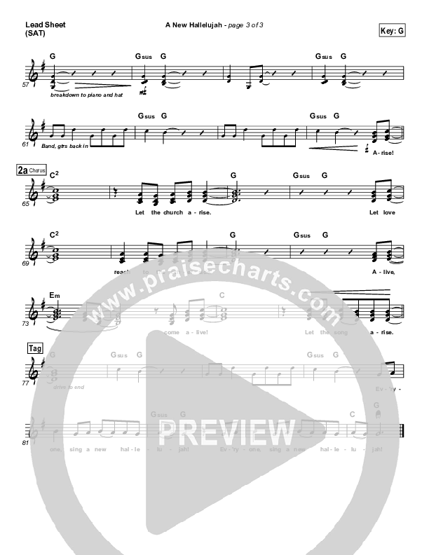 A New Hallelujah (Radio) Lead Sheet (SAT) (Michael W. Smith)