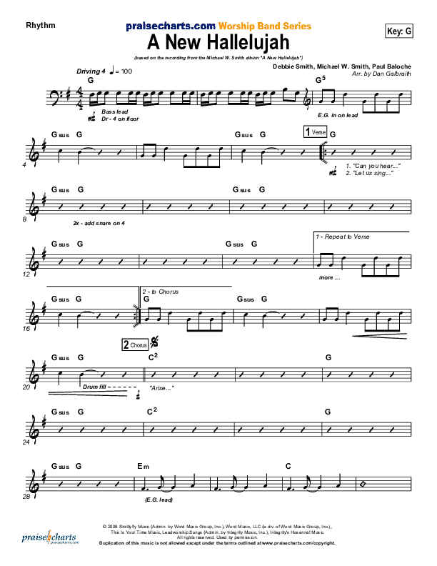 A New Hallelujah (Radio) Rhythm Chart (Michael W. Smith)