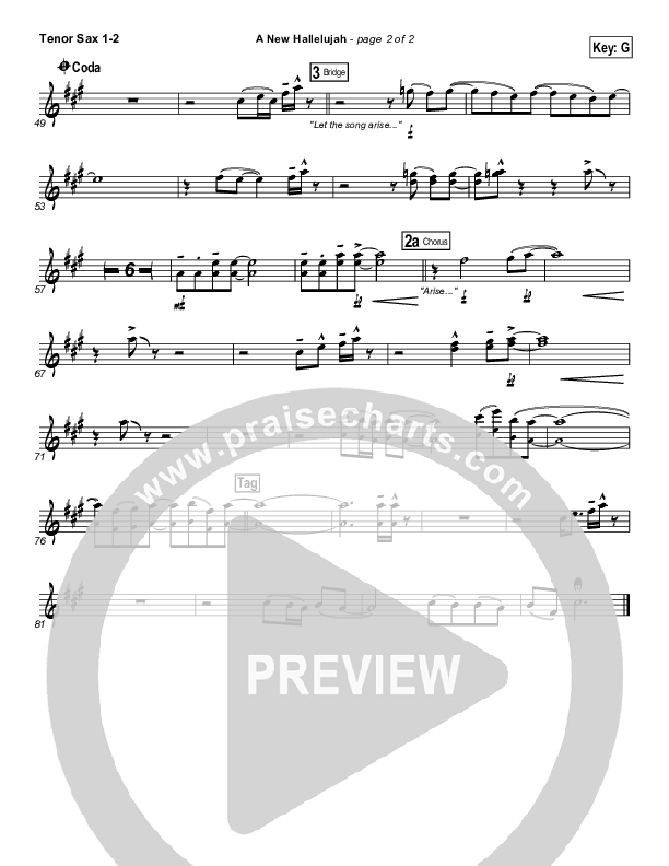 A New Hallelujah (Radio) Tenor Sax 1/2 (Michael W. Smith)