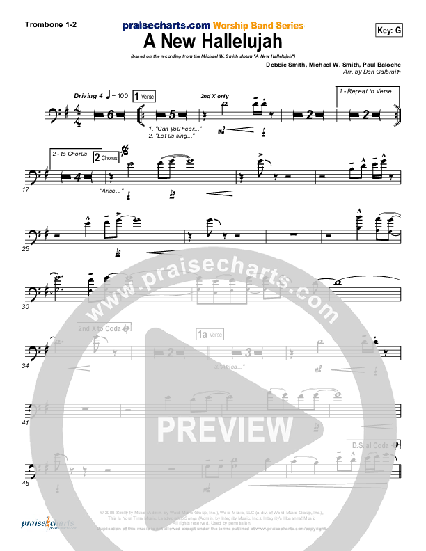 A New Hallelujah (Radio) Trombone 1/2 (Michael W. Smith)