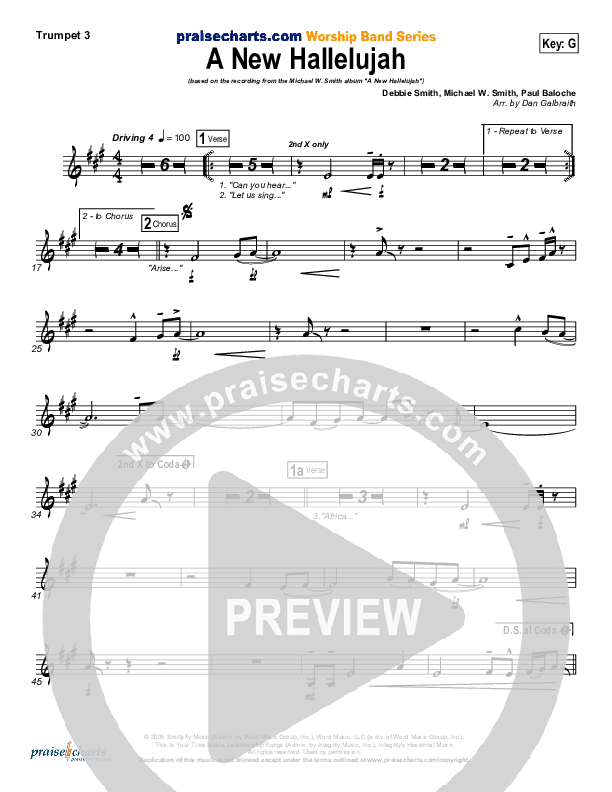A New Hallelujah (Radio) Trumpet 3 (Michael W. Smith)