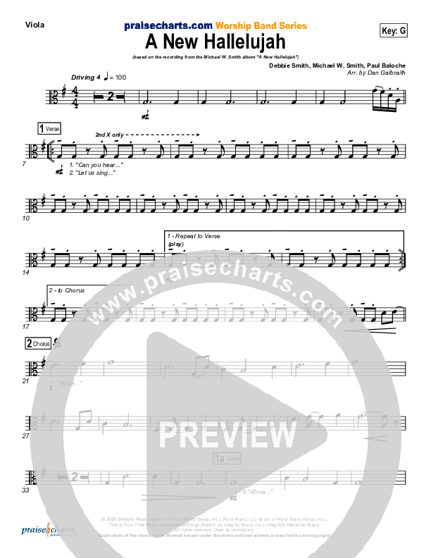 A New Hallelujah (Radio) Viola (Michael W. Smith)