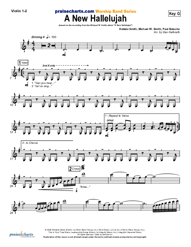 A New Hallelujah (Radio) Violin 1/2 (Michael W. Smith)