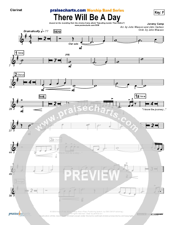 There Will Be A Day Clarinet (Jeremy Camp)