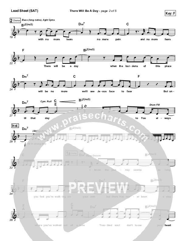 There Will Be A Day Lead Sheet (SAT) (Jeremy Camp)