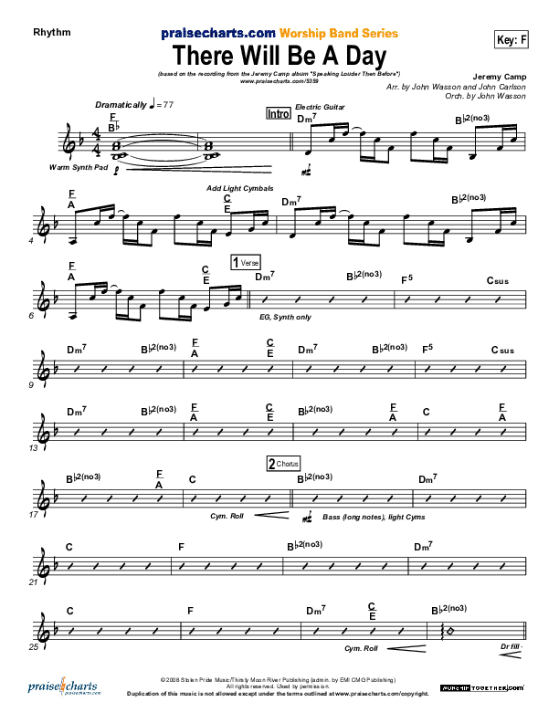 There Will Be A Day Rhythm Chart (Jeremy Camp)