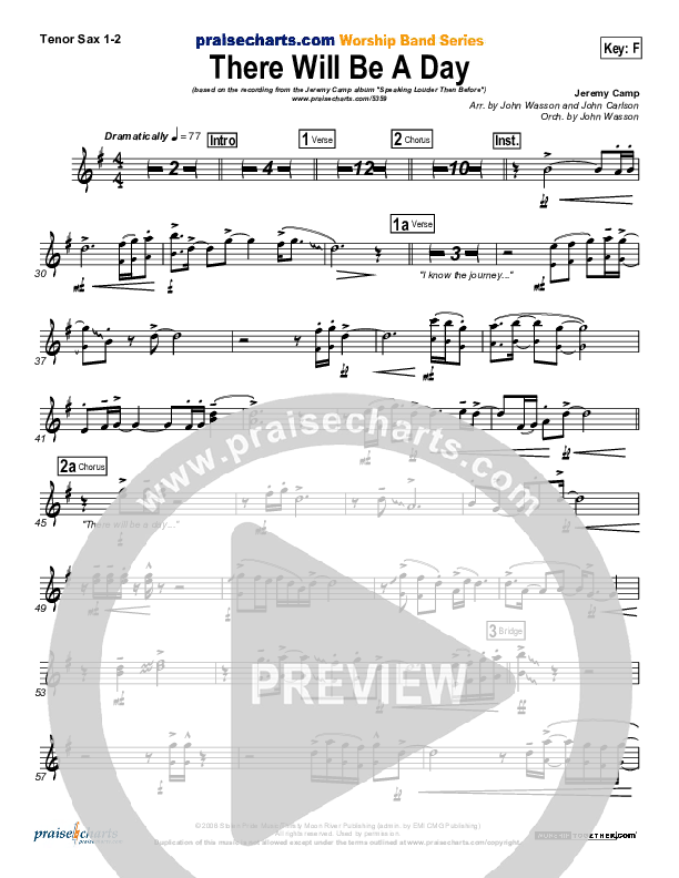 There Will Be A Day Tenor Sax 1/2 (Jeremy Camp)