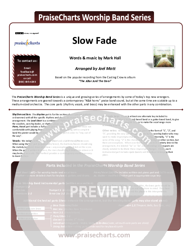 Slow Fade Cover Sheet (Casting Crowns)
