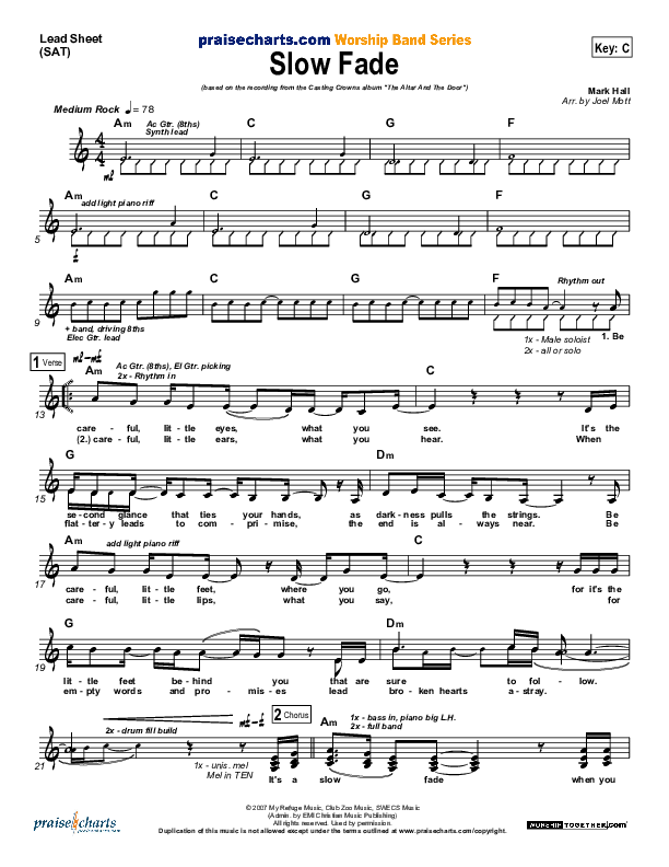 Slow Fade Lead Sheet (Casting Crowns)