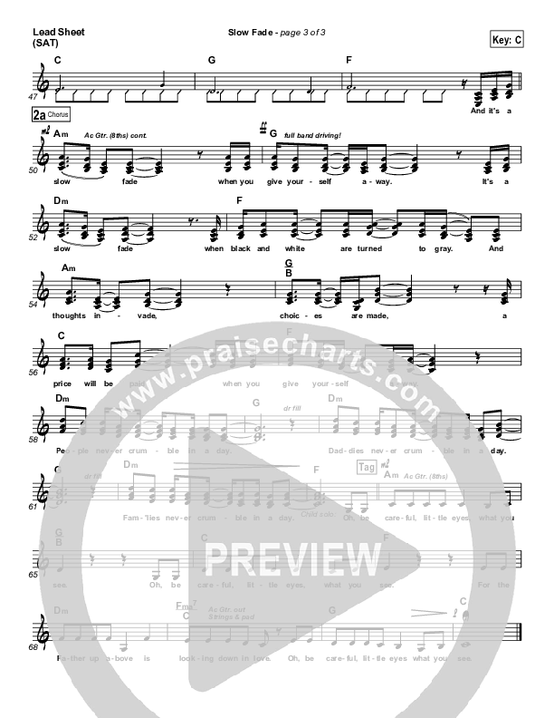 Slow Fade Lead Sheet (SAT) (Casting Crowns)
