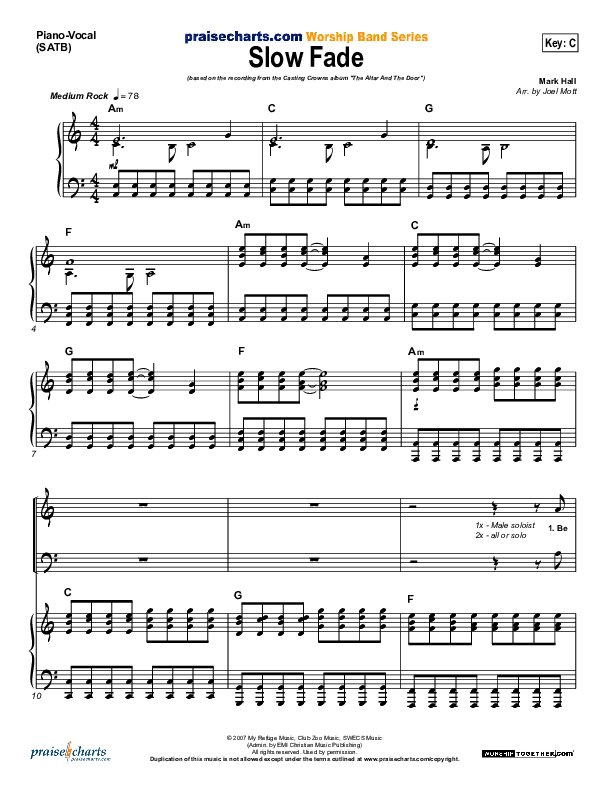 Slow Fade Piano/Vocal (Casting Crowns)