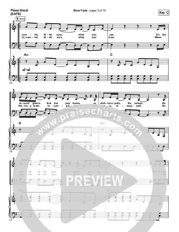 Slow Fade Piano/Vocal (Casting Crowns)