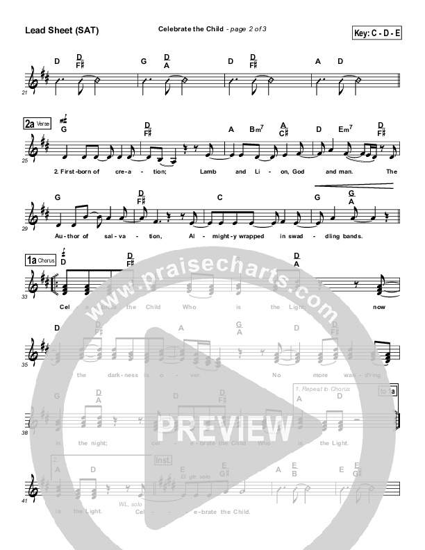 Celebrate The Child Lead Sheet (SAT) (Michael Card)