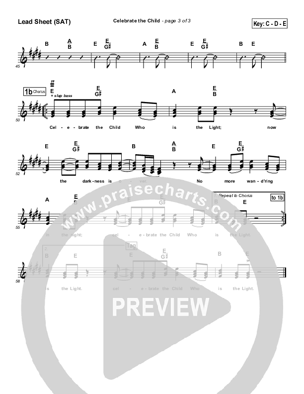 Celebrate The Child Lead Sheet (SAT) (Michael Card)