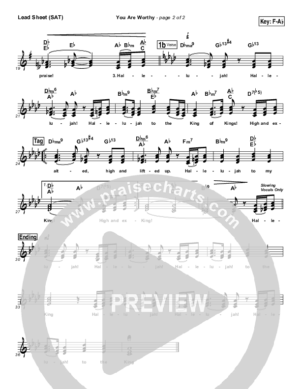 You Are Worthy Lead Sheet ()