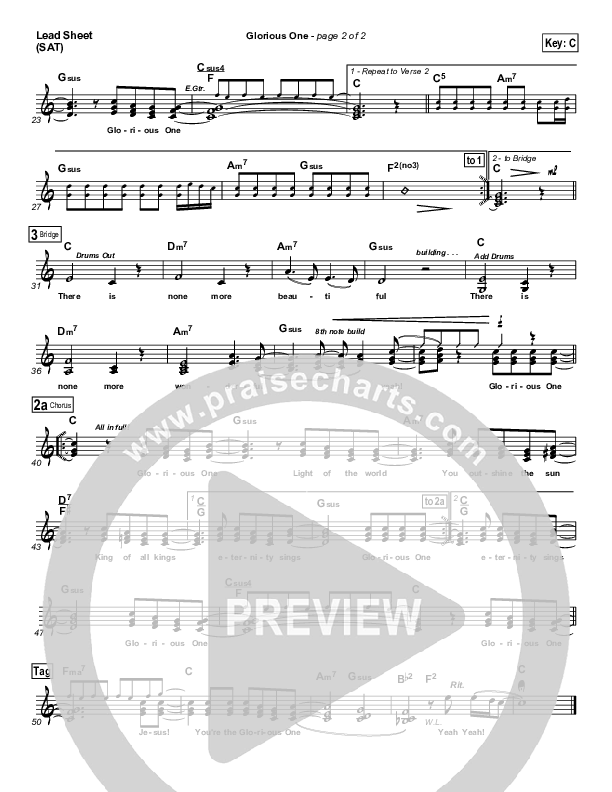 Glorious One Lead Sheet (FEE Band)