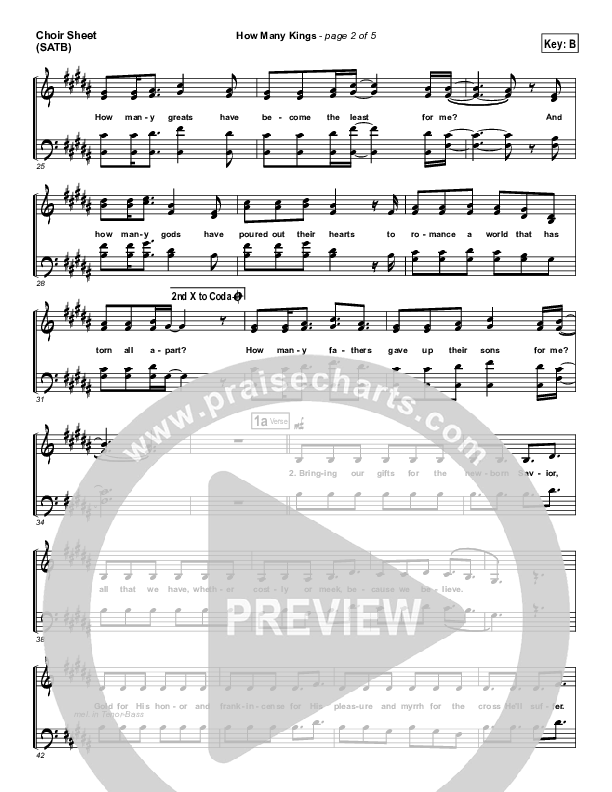 How Many Kings Choir Vocals (SATB) (Downhere)