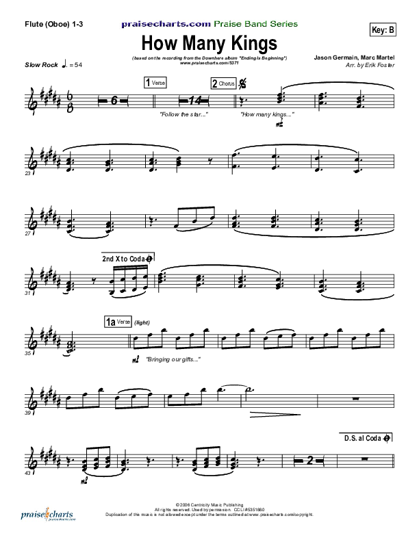 How Many Kings Flute/Oboe 1/2/3 (Downhere)