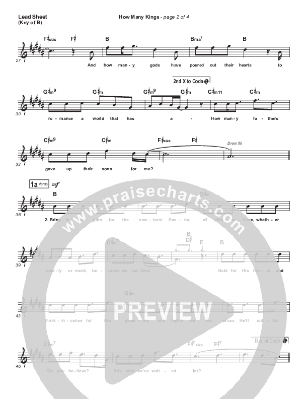 How Many Kings Lead Sheet (Melody) (Downhere)