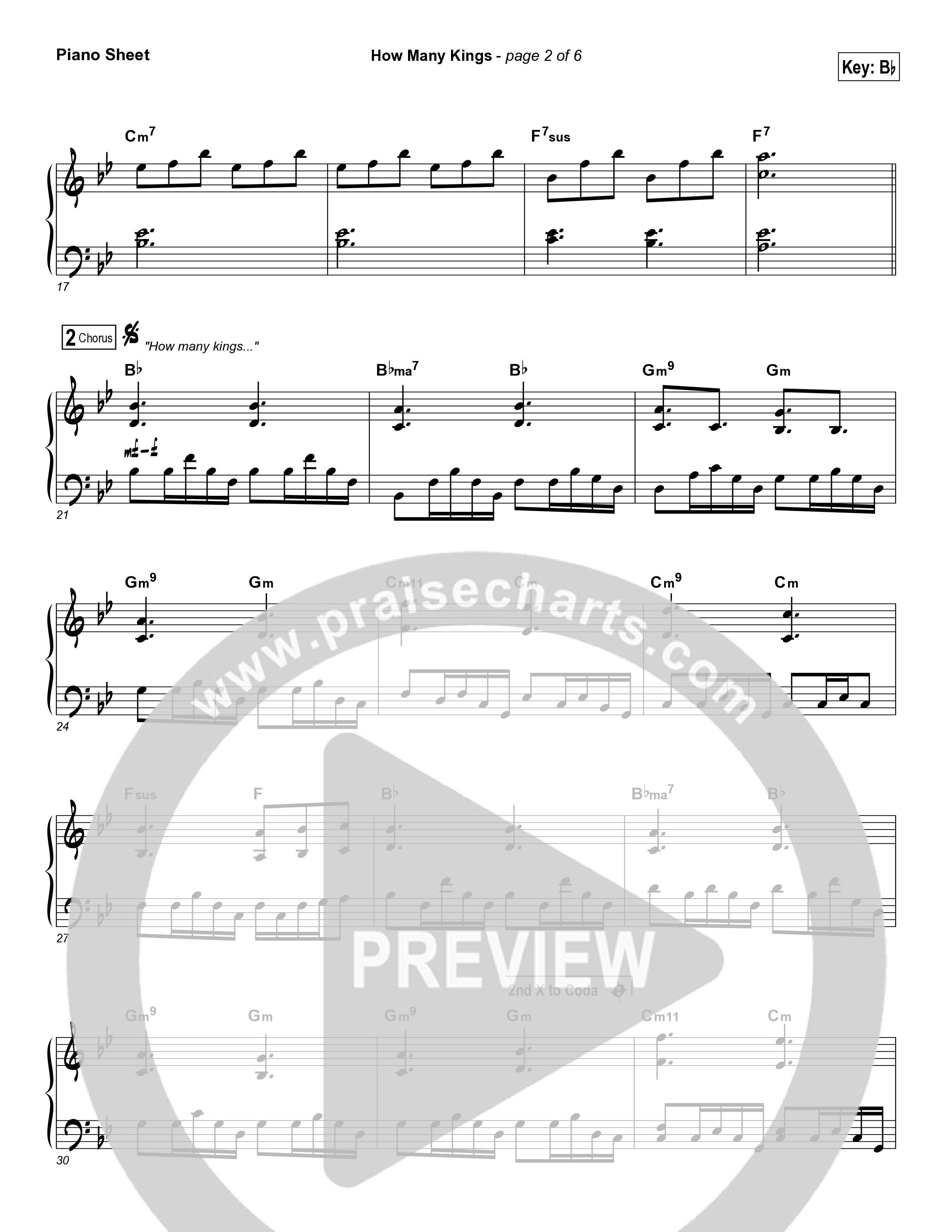 How Many Kings Piano Sheet (Downhere)