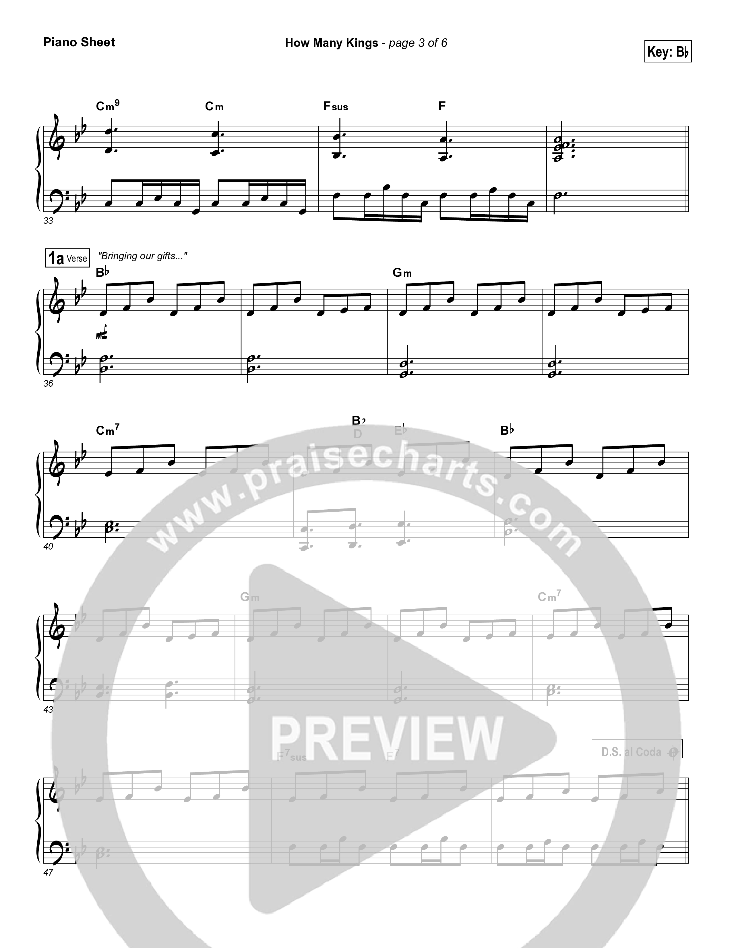 How Many Kings Piano Sheet (Downhere)