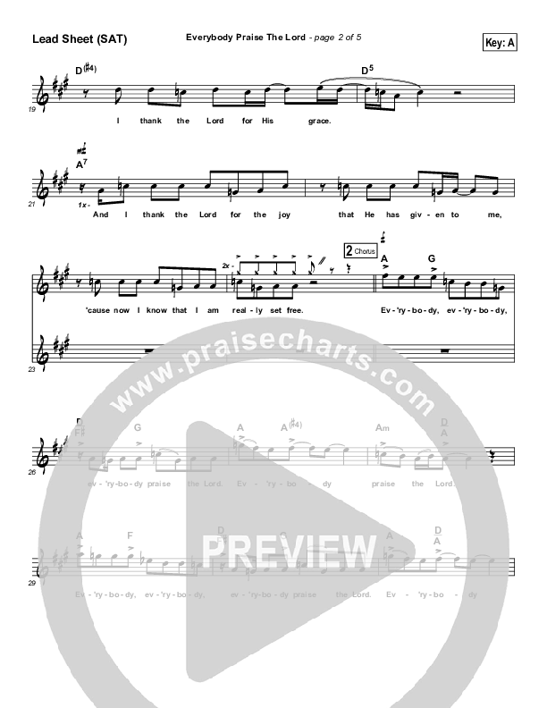 Everybody Praise The Lord Lead Sheet (SAT) (Lincoln Brewster)