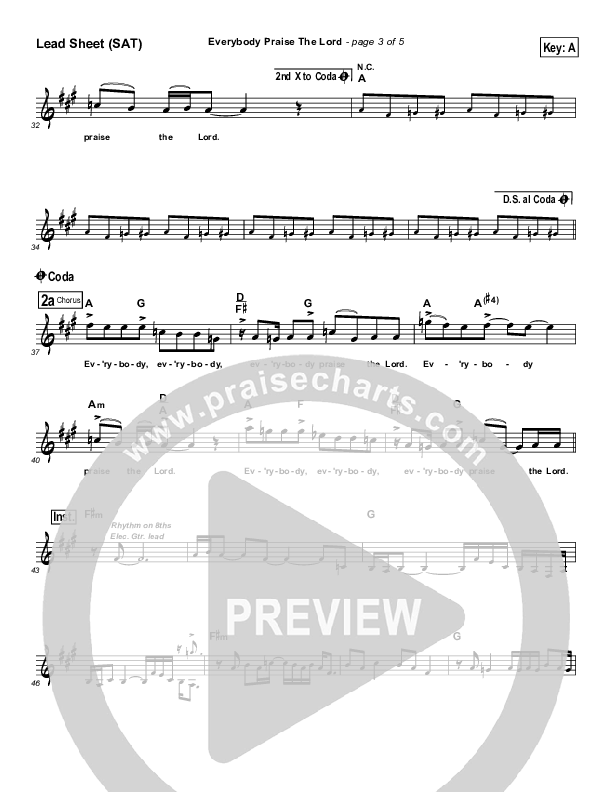 Everybody Praise The Lord Lead Sheet (SAT) (Lincoln Brewster)